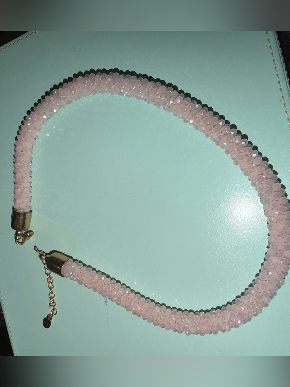 Pink Sparkling Faceted Bead Choker Necklace